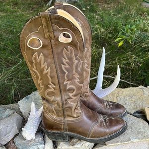 Mens brown leather cowboy boots